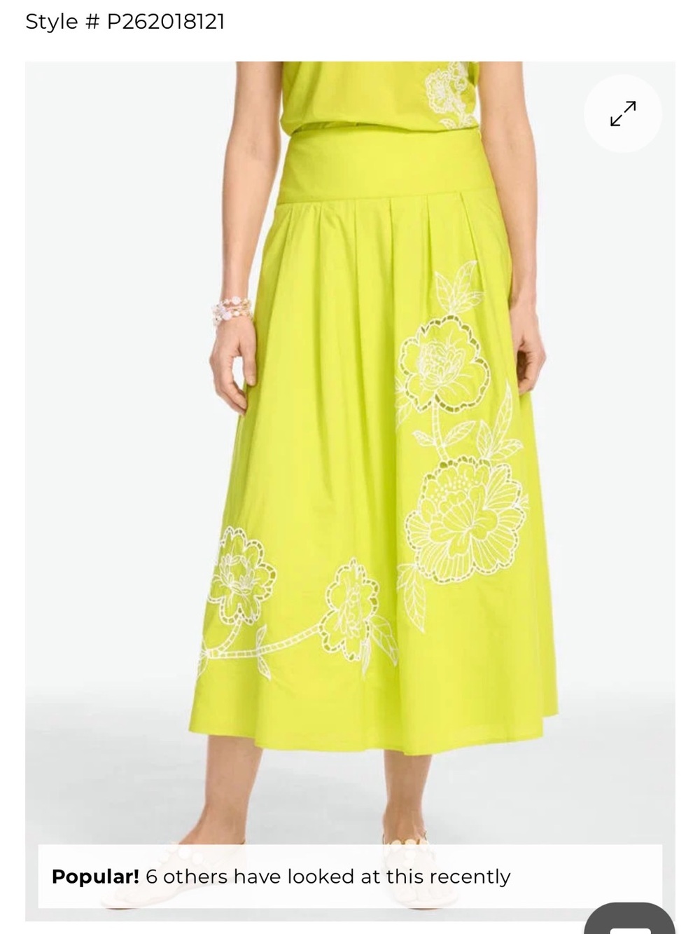 Talbots Yellow Floral-Embroidered Midi Skirt